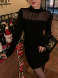 2025 popular winter new temperament stand-up collar mesh bottoming shirt women's versatile and thin top tide 89251