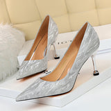 2025 0755-6  style versatile women's shoes bridesmaid shoes wedding shoes high heels shallow mouth pointed head sexy nightclub thin women's shoes