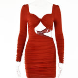 2025 ins style autumn new women's clothing fashion design sense sexy spice girl temperament show chest hollow backless short skirt