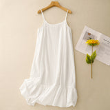 Cotton and linen suspender skirt women's summer thin  summer new fashionable white simple suspender dress bottoming skirt