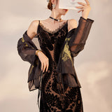 new Chinese magpie embroidery design sense mulberry silk jacket high-end suspender skirt two-piece set M6089