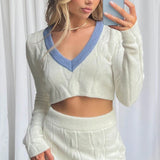 2025 HULIANFU Autumn and winter  popular new  fashion and sexy knitted exposed navel sweater women's high waist hip skirt set
