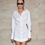 2025 New new lapel temperament shirt dress  autumn and winter fashion New wholesale A pendulum short skirt women