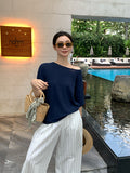 2025 spring loose meat cover short-sleeved crew neck knitted sweater women's top oversize sunscreen blouse 25161