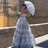HULIANFU Cross-border new spring and summer off-the-shoulder 2025 women's clothing fashion organza fairy gas long temperament evening dress dress