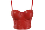 Popular trade hot sale leather women's clothing summer solid color elastic small vest underwear sexy exposed corset small suspenders