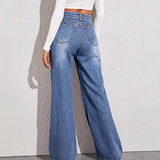 2025 2020 2025 Popular trade explosion cat beard horse willow loose high waist wide leg jeans women