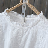 Jacquard embroidered lace top  summer new Korean version with hem and thin pullover princess sunscreen shirt