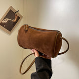 HULIANFU 2025 This year, Boston bags are popular, autumn and winter retro popular new niche design messenger bags, women's matte cylinder bags.
