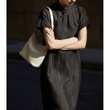 2025 High-end fragrant cloud yarn turtle crack silk small black dress, mulberry silk dress V-neck short sleeve  summer women's clothing