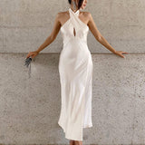 2025 Popular,  and the United States in the summer of , the new minimalist style white fishtail skirt, long dress, backless neck, sleeveless dress, women's clothing