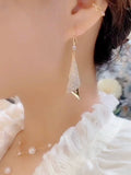 High-end versatile diamond-set geometric triangle earrings women's light luxury high-end gold-plated earrings  new trend