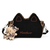 HULIANFU 2025 ins super fire cute cat leopard print plush small bag Korean version embroidered letter matte women's bag Popular style messenger bag