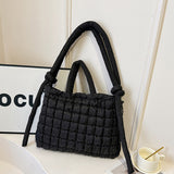HULIANFU 2025 Hand Carry Simple Casual Tote Bag Women's popular Autumn and Winter New Fashion Folded Rhombus Large Capacity Versatile Shoulder Bag