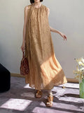 2025 spring and summer heavy industry tencel linen blend front and rear two wear fringed dress children drawstring sleeveless dress