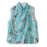 New Chinese style satin flower embroidery sequined vest loose slim temperament high-end top women M3020