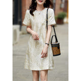 2025 Light luxury three-dimensional relief & gold thread jacquard, silk dress  summer new women's clothing mulberry silk skirt
