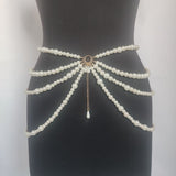 2025 MW3096  waist chain thickness different pearl connection multi-layer fringed side pendulum chain waist chain waist decoration