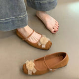 2025  New Chinese flower gentle wind shallow mouth single shoes women's head  one-word buckle flat Mary Jane shoes