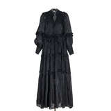 New women's clothing V-neck high-end lantern sleeves ruffle edge dress mercerized gentle wind long dress