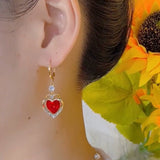Love earrings women's niche design sense advanced popular new dragon and phoenix chengxiang nourishing ear hole temperament earrings earrings