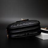 HULIANFU Three-layer zipper rhombus shoulder bag women's small bag crossbody mobile phone bag women middle-aged mother small round bag women New soft leather
