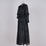 New women's clothing V-neck high-end lantern sleeves ruffle edge dress mercerized gentle wind long dress