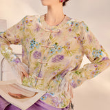 Autumn new high-end design mulberry silk new Chinese printed top fashion casual trousers set M7099