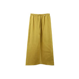 2025 [Guangzhou six meters] Tencel linen split elastic waist skirt 2025 summer Korean version simple A-shaped skirt T5015