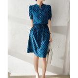 2025 Heavy silk dress  summer new women's clothing rhombus printing medium and long, mulberry silk shirt skirt