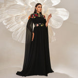 2025 high-end temperament turtleneck long banquet embroidered evening dress bridesmaid dress waist pendulum dress women