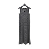 2025 THE MIND Striped Vest Skirt 2025 Thirteen Lines Summer New Korean Version Simple Long Sleeveless Dress T289