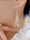 High-end versatile diamond-set geometric triangle earrings women's light luxury high-end gold-plated earrings  new trend