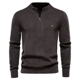 HULIANFU 2025 Popularan code New popular autumn and winter new cardigan men's sweater zipper solid color knitted sweater quality Popular trade men's clothing