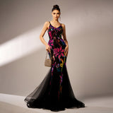 2025 high-end temperament suspender sexy long sequin banquet fishtail evening dress bridesmaid dress women