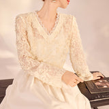 New Chinese high-end heavy industry lace design shirt  new national style temperament lace thin top N2061