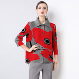Mizhai loose large size mm single-breasted long-sleeved shirt lapel pleated small jacket spring and autumn Popular trade new versatile