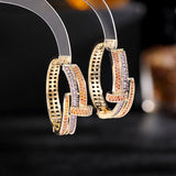 2025 Exaggerated atmosphere Korean fashion new earrings trendy light luxury high-end sense personalized design ring ring buckle earrings