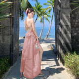 2025 Seaside vacation style sexy backless neck dress super beautiful fairy temperament long dress summer beautiful small skirt