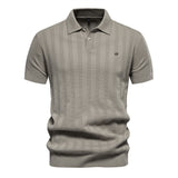 HULIANFU 2025 popular spring and summer new New Popularan size men's woolen polo sweater knitted sweater short-sleeved lapel men's T-shirt top
