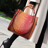 2025 Bag women's New new tote bag fashionable texture colorful crocodile pattern women's bucket bag  retro women's bag