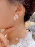 Fashion Geometric Double C Earrings  New Trendy Elegant Silver Needle Anti-Allergy Earrings Temperament Premium Earrings