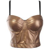 Popular trade hot sale leather women's clothing summer solid color elastic small vest underwear sexy exposed corset small suspenders
