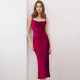 2025 Summer new satin suspender skirt swing collar suspender fishtail dress popularwildberries hot sale new