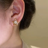 Diamond-set opal star stud earrings temperament simple and versatile earrings niche exquisite ins small and high-end earrings