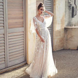 HULIANFU popular spring and summer Popular trade new 2025 Popular trade ladies deep V medium and long dress lace backless evening dress