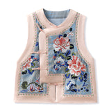 new Chinese style printed embroidered vest women's light luxury round neck high-end temperament vest M7087