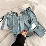 HULIANFU 2025 Crocodile pattern underarm bag women's popular pleated crescent bun mother shoulder bag women's  retro rivet locomotive bag