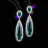 2025 Luxury atmospheric heavy industry earrings wholesale elegant temperament banquet dress with translucent long water drop-shaped zircon earrings