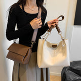 2025 Simple and fashionable large-capacity tote bag popular new splicing high-quality texture child and mother bag to work commuter bag women